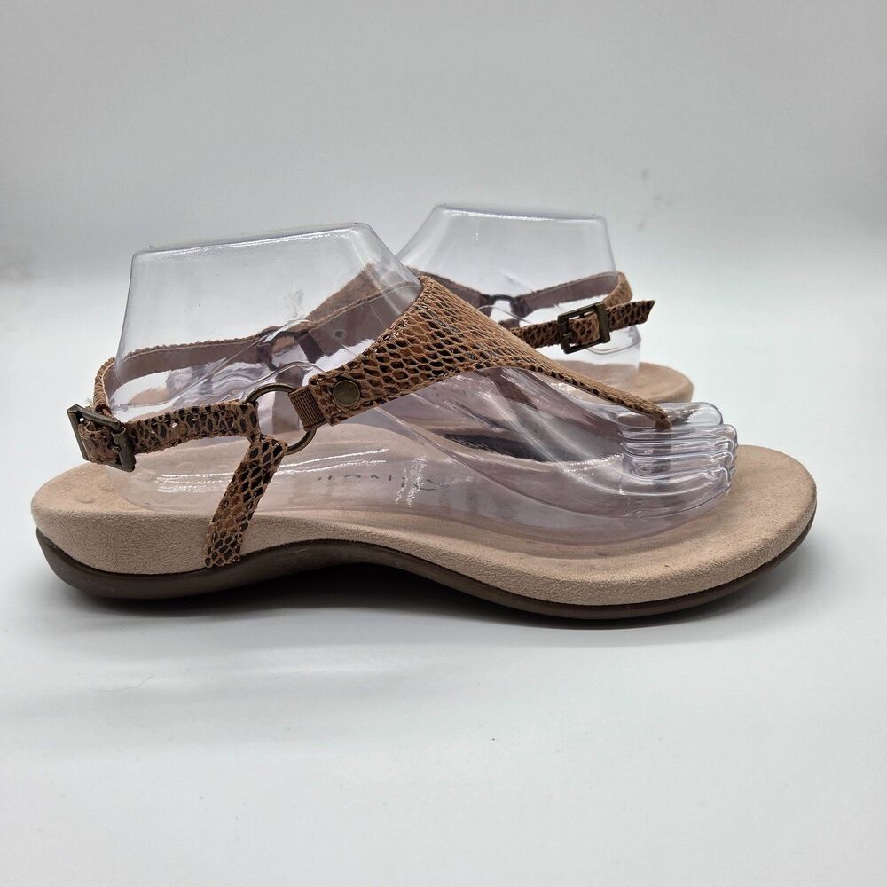 Vionic KIRRA Snakeskin Slingback Thong Sandal Orthopedic Leather Women Size 9